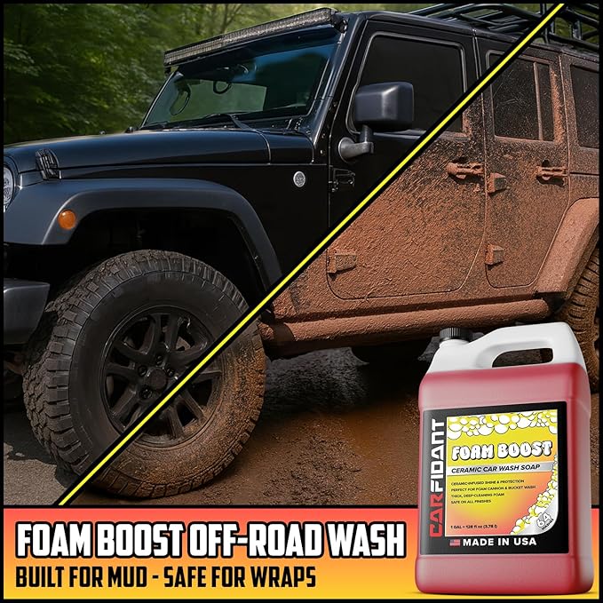 Carfidant Foam Boost Off-Road & ATV Wash Soap – Heavy Duty pH-Balanced Car Wash for Trucks, UTVs, RVs & Dirt Bikes – Quick Rinse, No Residue – Works with Foam Cannons, Guns & Buckets – 64 fl. Oz.