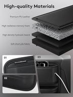 2 Pack Car Seat Gap Filler, Leather Seat Gap Organizer with Sun Visor Organizer, Front Seat Storage for Phone, Sunglasses, Cards and Keys, Fits Most Cars SUVs and Trucks