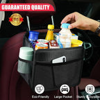 Car Seat Back Organizer Hanging Bag [2025 UPDATED] Foldable Backseat Storage Caddy with 5 Compartments & Adjustable Straps, Fits for Front/Back Headrest, Ultra-Durable - Black