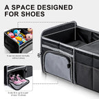 Bold Color Block Trunk Organizer | 95L, 35"x13.8"x11.8" | Dedicated Shoe Storage & 26L Ice Pack | Foldable for SUV/Car/Jeep | Stylish Gift & Essential Car Accessories for Drivers - Black-X212