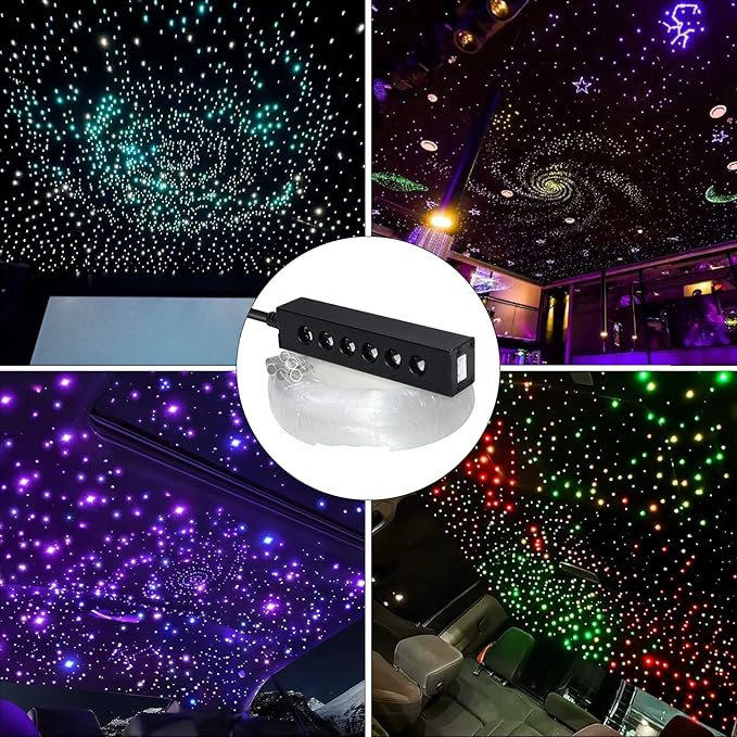 WEBUPAR 3.2W 6LEDs Meteor Starlight Headliner Kit, 240pcs 0.01in 6.56ft, RGBW Shooting Stars Fiber Optic Lights with Bluetooth APP Control for Car/Home Theater