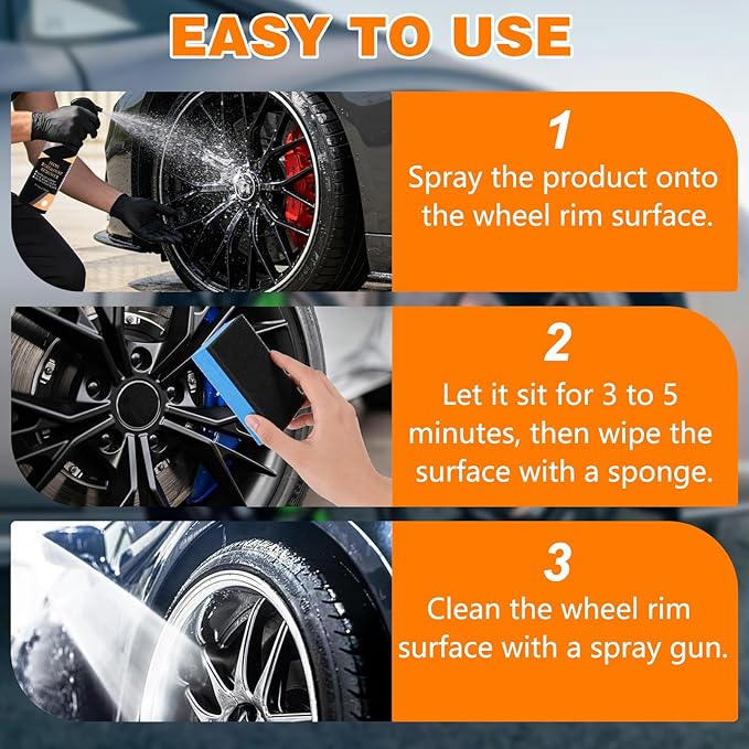 DOUNIU Rim & Wheel Cleaner Spray, Iron Rust & DUST Remover, Purple Color Changing Iron Remover, Brake Dust & Rust Cleaner for Most Wheels, Aluminum Safe, 10 fl oz