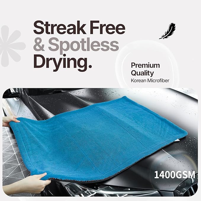 Extra Large Car Drying Towel, 36 Inches, 1300gsm,Super Absorbent Polyamide, Double-Twisted Design