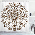 Ambesonne Mandala Shower Curtain, Abstract Art Style Vector Illustration of Mandala Flower on White Background, Cloth Fabric Bathroom Decor Set with Hooks, 69" W x 70" L, Brown and White