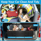 AOPHY Trunk Organizer for Car, Car Storage Organizer with 2 adjustable straps, 95L Large Capacity Cargo Organizer for Suv, Truck, Sedan, Waterproof Portable Car Organizers for Women Men（Blue）