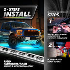 OPT7 Aura Pro Underglow LED Lights with APP & Remote Control, RGB Multicolor Mode, Music Sync, 4 PCS Waterproof Rigid Aluminum Light Bar, Exterior Underbody Lighting Kit Universal Fit for Car Truck RV