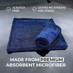 2X Medium Car Drying Towel, 1300 GSM Professional Car Towel with Double Twisted Loop,Super Absorbent Large Microfiber Drying Towels for Cars, Trucks, SUVs - 16"x16" 2-Pack, Navy