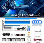 WEBUPAR RGBW Acrylic Car Interior Led Kit, Car Accessories 22 in 1 Car Ambient Lighting Kits with APP Control and 213 Color Modes, Multicolor RGBW Neon Car LED Strip Lights with Music Mode