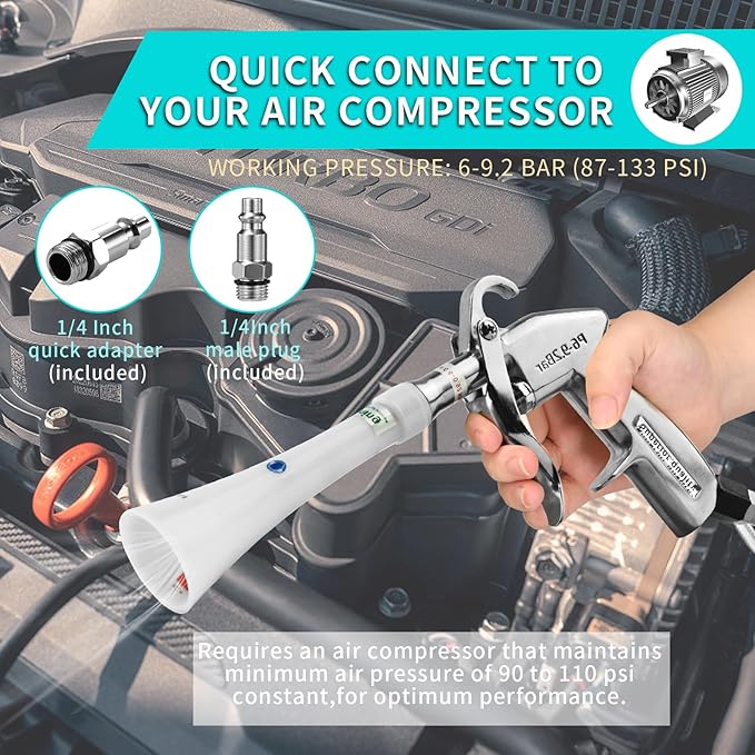 GOCCIDA Tornado Dry Cleaning Gun Detailing Interior Dryer Air Blow Gun,Car Detailing Kit Interior Cleaner,Car Detailing Tools for Car Quickly Blasts Dirt and Dust Works with Air Compressor