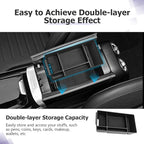 LUWU Center Console Organizer Compatible with 2022-2026 Benz C-Class C300/C300 4Matic/AMG C43/AMG C63 SE Performance W206 Accessories Armrest Console Storage Box Insert Tray ABS Material Black