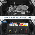 Femuar Car Trunk Organizer with Large Capacity Waterproof Car Accessories for Women & Men, Collapsible Trunk Organizer for Suv/Jeep/Sedan (Black, Standard)