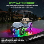 10L0L 4PCS Golf Cart Underglow LED Lights Kit for EZGO Yamaha Club Car, RGB Neon Accent Lighting 24 Modes with Wireless Remote & Music Sync, Waterproof Flexible Tubes 12V-80V Universal Fit