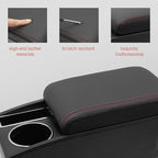 Car Armrest Box for Toyota Yaris Vitz 2006-2011 Auto Accessories Center Console Leather Arm Rest Double-Layer Storage Space with Cup Holder (Red Thread)