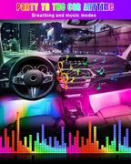 STONEBANKS 5.9FT Car LED Strip Lights, 72LEDs Smart RGB Car Interior Lights with APP & Remote Dual Control, Multicolor Music Sync and Mic Mode 4-in-1 Lines Design LED Lights for Car Decor