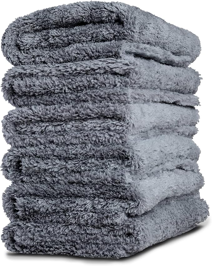 Adam's Polishes Lite Borderless Grey Microfiber Towel (6 Pack) - Car Detailing Towel