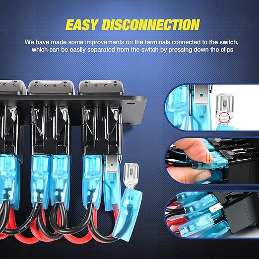 Nilight - 90116C 2 Gang Rocker Switch Panel with 4.8 Amp Dual USB Charger Voltmeter Waterproof 12V-24V DC Rocker Switch with Night Glow Stickers for CarsTrucks Boats RVs,Blue
