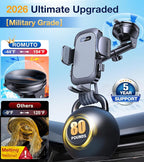 Romuto Phone Holders for Your Car Phone Holder Mount【Super Suction】Cell Phone Mount for Car Accessories for Women Men Windshield/Vent/Dash Truck Stand Desk Mount Clamp Holder for iPhone Samsung Camera
