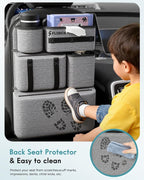 FLORICH 2 PACK PU Coated Fabric Car Backseat Organizer, Durable Large capacity Seat Back Organizer and Storage with 6 Pocket, Kick Mats Back Seat Protector for Kids Universal Fit