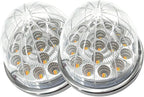 2PCS 17-LED Dual Revolution Amber to Purple Turn Signal & Marker Lights, Clear Lens & Stainless Steel Bezel for Freightliner, Kenworth, Peterbilt, Trailer, Heavy Truck