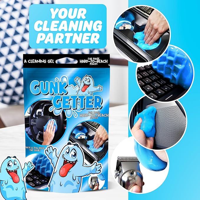 Car Cleaning Gel 12 Pack for Those Hard to Reach Places, Automotive Cup Holder Electronic Keyboard Office, Slime Gel Cleaner Dust Crumb Removal (Resealable Pouch, Blue, 3oz) 12 Pack