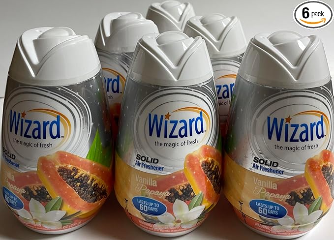 Wizard The Magic of Fresh gel Air Freshener, solid air freshener 7.8 oz Vanilla papaya (Pack of 6)