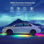 Yielinth Underglow Car Lights, 252 LEDs RGBIC 4 pcs Dream Color Dancing Chasing Strip Lights with 16 Million Colors and 213 Scene Modes with App and Remote Control, 5 Music Modes for All Cars