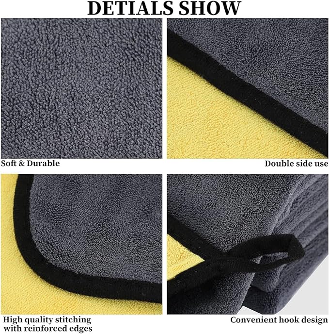 Microfiber Car Drying Towels, Auto Detailing Cleaning Cloths (Brown, Small)