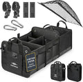 3-Section Car Trunk Organizer XL – Large Modular Auto Storage Bin, Foldable Multi-Compartment Cargo Organizer for Car Trunk, Heavy Duty 1680D Design – Black