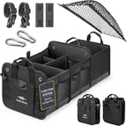 3-Section Car Trunk Organizer XL – Large Modular Auto Storage Bin, Foldable Multi-Compartment Cargo Organizer for Car Trunk, Heavy Duty 1680D Design – Black