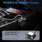 BESTEK 4 in 1 Cigarette Lighter Splitter-150W Cigarette Lighter Adapter with Dual 12v Splitter QC3.0 and USB-C PD30W, Cigarette Lighter USB Charger Fast Charger for Dash Cam, GPS, iPad/Laptop/Phone