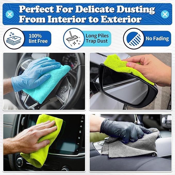 FIXSMITH Shop Towels, Microfiber Cleaning Cloth Bulk, 200 Pack Microfiber Towels for Cars, All-Purpose Absorbent Cleaning Rags, Dust Cloth for Automotive, Mechanic, Garage, Bar, 11.5 x 11.5 inch
