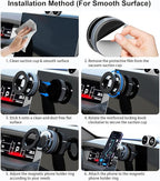 Gahenwo Vacuum Magnetic Car Phone Holder Stand,360° Adjustable Car Phone Mount for Magsafe with Suction Cup & Swivel Lock,Foldable Phone Holders for Your Car,Cell Phone Car Mount for iPhone & Android