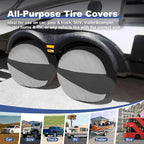 Explore Land Tire Covers 4 Pack - Tough Wheel Protector for Truck, SUV, Trailer, Camper, RV Universal Fits Tire Diameters 23-25.75 inches Black & Gray