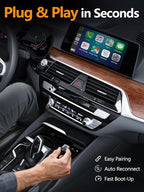 2-in-1 Mini Wireless CarPlay Adapter for Apple CarPlay & Android Auto,Upgrade Wired to Wireless, Fast Auto-Connect, Plug & Play (iOS 10+, Android 10+, 2016+ Cars)