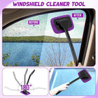 16 Pcs Windshield Cleaner Tool, Car Cleaning Kit with Various Detailing Brushes Set Spray Bottle Cleaner Towel Cleaning Gel Accessories Car Interior Detailing Kit for Windows Vents(Purple)