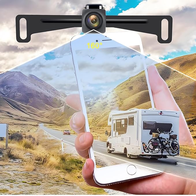 YEOIZO Wireless License Plate Backup Camera for Car/SUV - No Drilling WiFi HD 160° View, Waterproof Reverse/Rear View Camera with Real-Time Signal, Compatible iPhone/Android/iPad (Parking/Hitch Aid)