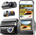 DDPAI 3 Channel 4K HDR Dash Cam, STARVIS 2 IMX678, Dashcam for Cars with 128G eMMC, Front Inside and Rear Triple Car Camera with GPS, 3" IPS,ADAS,24H Parking Mode,Support 512GB,Z90 Pro 3CH