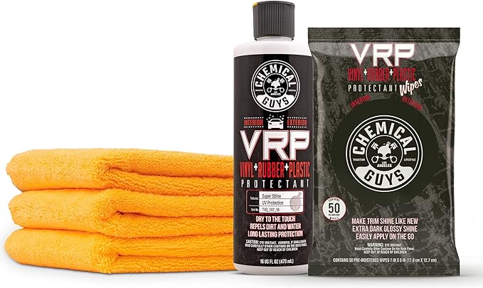Chemical Guys TVD_107_16KIT Complete Vinyl, Rubber & Plastic Dressing Kit - 5 Items Including (1) 16 oz VRP Dressing, (1) 50 Pack of VRP Wipes & (3) 16"x16" Microfiber Towels