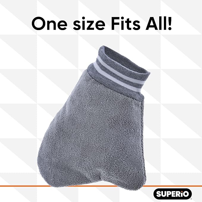 Superio Microfiber Dusting Gloves for Plants, Silver Polishing Gloves Reusable Scratch Free Miracle Mitt, Washable Cleaning Car Wash Mitt
