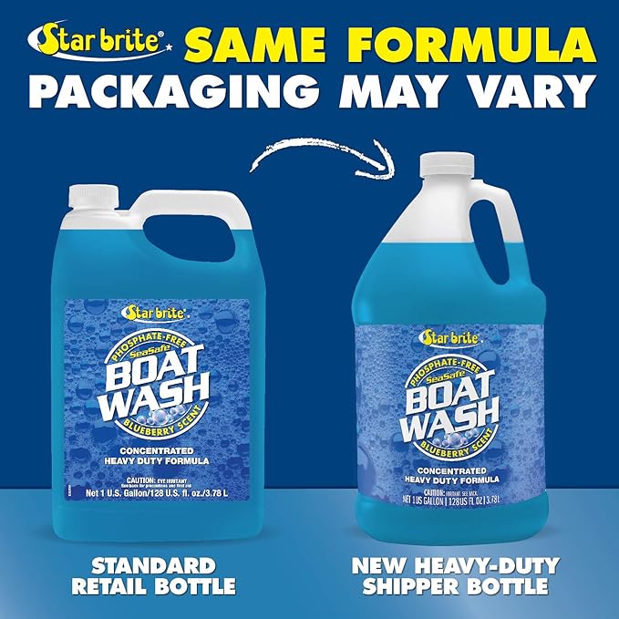 STAR BRITE Concentrated Boat Wash - Heavy-Duty, Non-Streak Formula for Sparkling Hulls, Decks, Chrome and Fittings - Fresh Blueberry Scent - 128 OZ Gallon (080400)