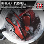 Adam's Wheel & Tire Brush Combo (2-Item) - Includes Wheel Brush & Tire Brush for Cleaning Rubber, Plastic, Chrome, Metal, Aluminum, Rim & Spoke Surfaces