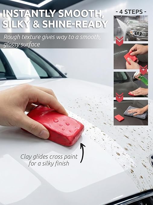 Car Clay Bars Auto Detailing 2 Pack 100g by TAKAVU, Premium Medium Grade Material, Auto Detailing Magic Clay Bar Cleaner for Cleaning Cars, RV, Boats and Bus (Red)