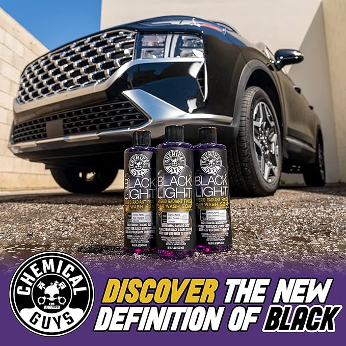 Chemical Guys CWS61964BK Car Wash Detailing Bucket, Mitt & Accessories Bundle (6 Items) Featuring Black Light Foaming Car Wash Soap, 64 oz (Half Gallon) - Works on Cars, Trucks, SUVs, RVs & More