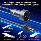 Starlink Mini Cable, 3 in 1 Starlink Mini Car Charger DC Power Cable+ Cigarette Lighter Adapter 12V-48V with Digital Display, Durable USB C PD 40W and USB A 35W Ports for Trucks and Cars (16.4FT)
