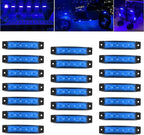 20 Pcs Blue LED Rock Strip Lights,Wheel Well Underglow Lighting Kits,Car Rock Lights Exterior Side Marker Lights for Wrangler Truck Golf Cart RV RV SUV Offroad