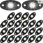 Treela 24 Pods White Rock Lights LED Wheel Well Underglow Lights for Car Truck ATV Utv SUV Boat Motorcycle Lamp Waterproof Shockproof High Power Neon Trail Rig