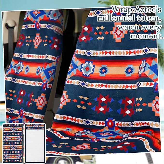 Hahafelt 2 Pack Car Seat Towel Covers Athletic Running Towel Performance Microfiber Post Workout Sweat Washable Cover Non Slip for Seat Outdoor Sport (Aztec)