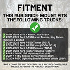 Bulletpoint Mounting Solutions RubiGrid Metal Dash Mount Phone Holder Compatible with 2021-2025 Ford F-150 and 2021-2023 Ford Raptor (Spring-Loaded)