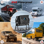RV Backup Camera System - 10.1 Inch 4K Touchable 4 CH Monitor, 1080P IP69 Waterproof Wired Camera, DVR Loop Recording Bluetooth for Semi Truck Trailer Camper Pickup Bus