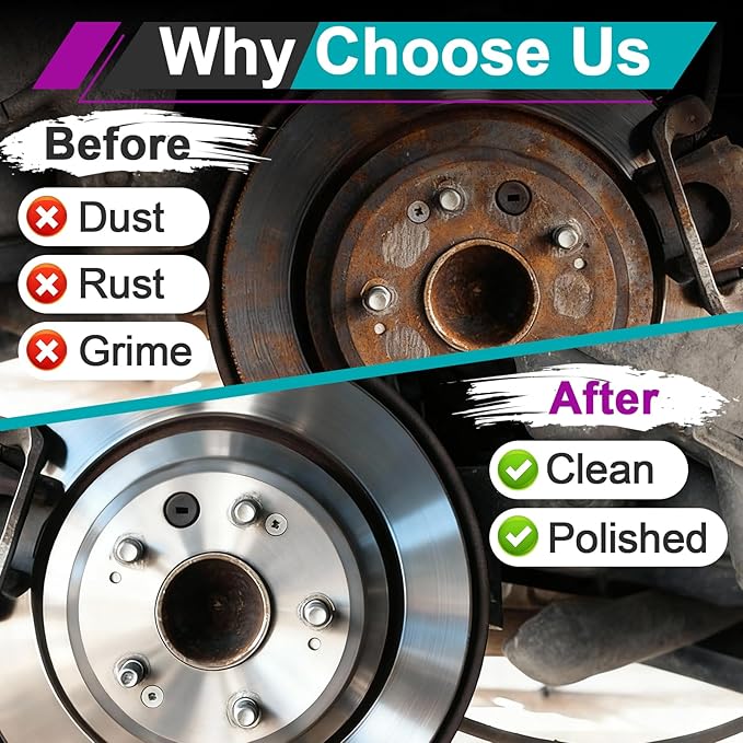2 Sets Wheel Hub Cleaning Kit Fits Power Drill or 1/2" Impact Driven Wrenches for Car & Truck, Hub Cleaning Tool Quickly Remove Rust from Studs and Brake Discs